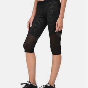 Adidas by Stella McCartney Womens Black Run 3/4 Tights with Mesh Panels Size S